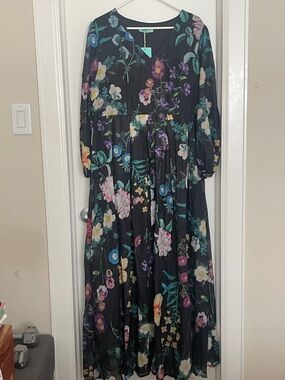 SHEIN Black Maxi Dress with Multicolor Floral Print